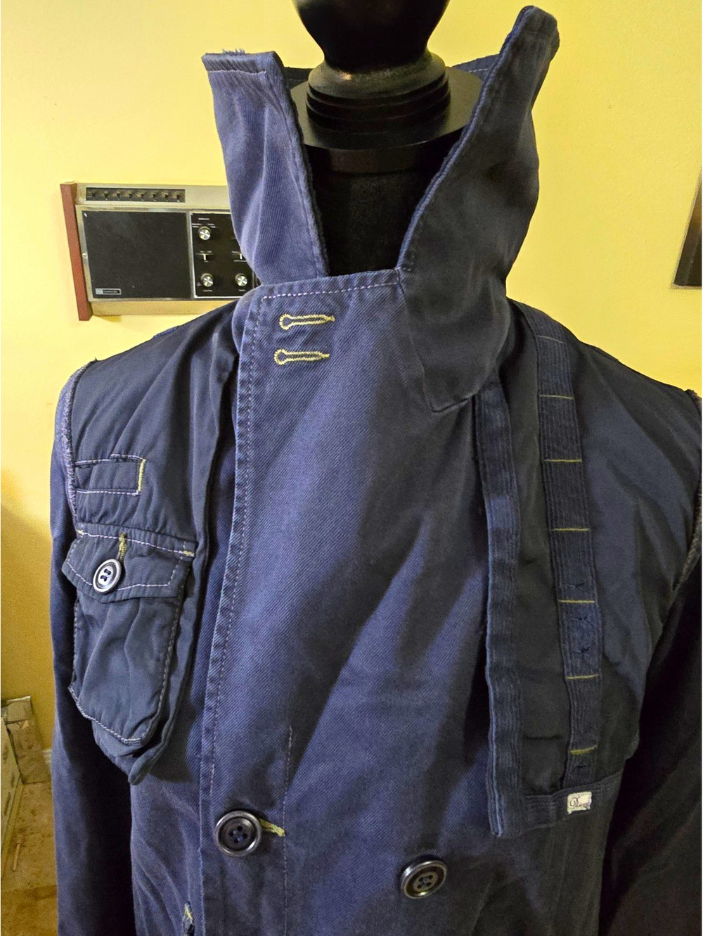 Archival vintage Diesel "Clouds" line utility trench coat/jacket Womens SZ MED